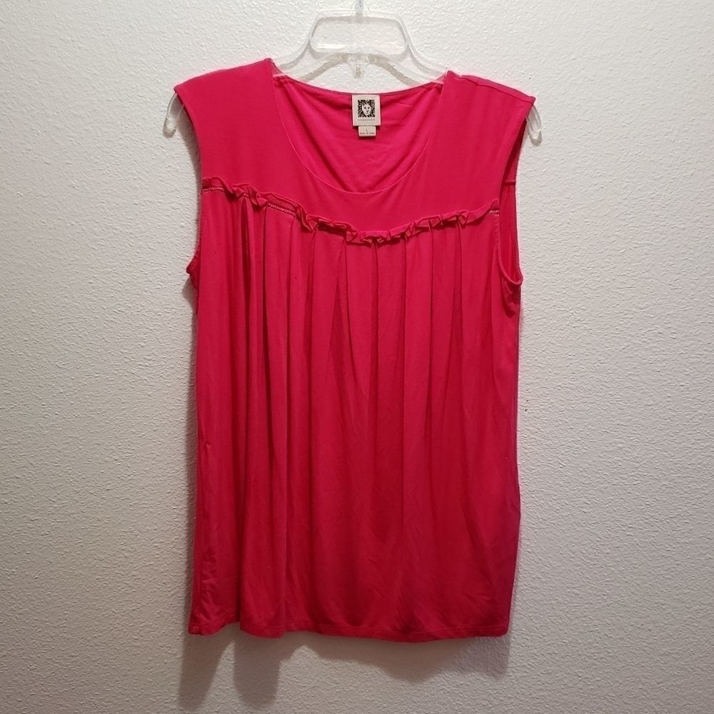 Anne Klein sleeveless top, L, hot pink